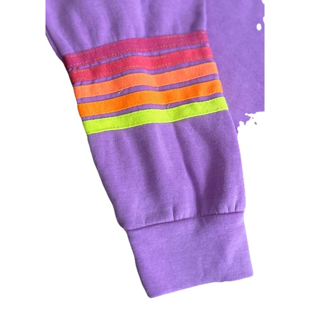 Aviator Nation Lavender Cropped Sweatshirt with Rainbow Stripe - Picture 6 of 9